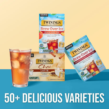 Twinings Brew Over Ice Unsweetened Black Iced Tea 72 K-Cup Pods for Keurig, 12 Count (Pack of 6), Caffeinated