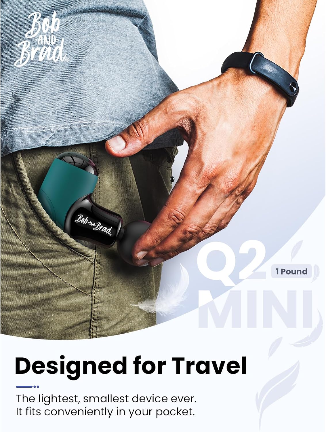 BOB AND BRAD Q2 Pro Mini Massage Gun with Heat and Cold, Pocket-Sized Deep Tissue Massager, HSA Portable Percussion Muscle Massager Gun, Ultra Small & Quiet Muscle Massager, FSA Eligible