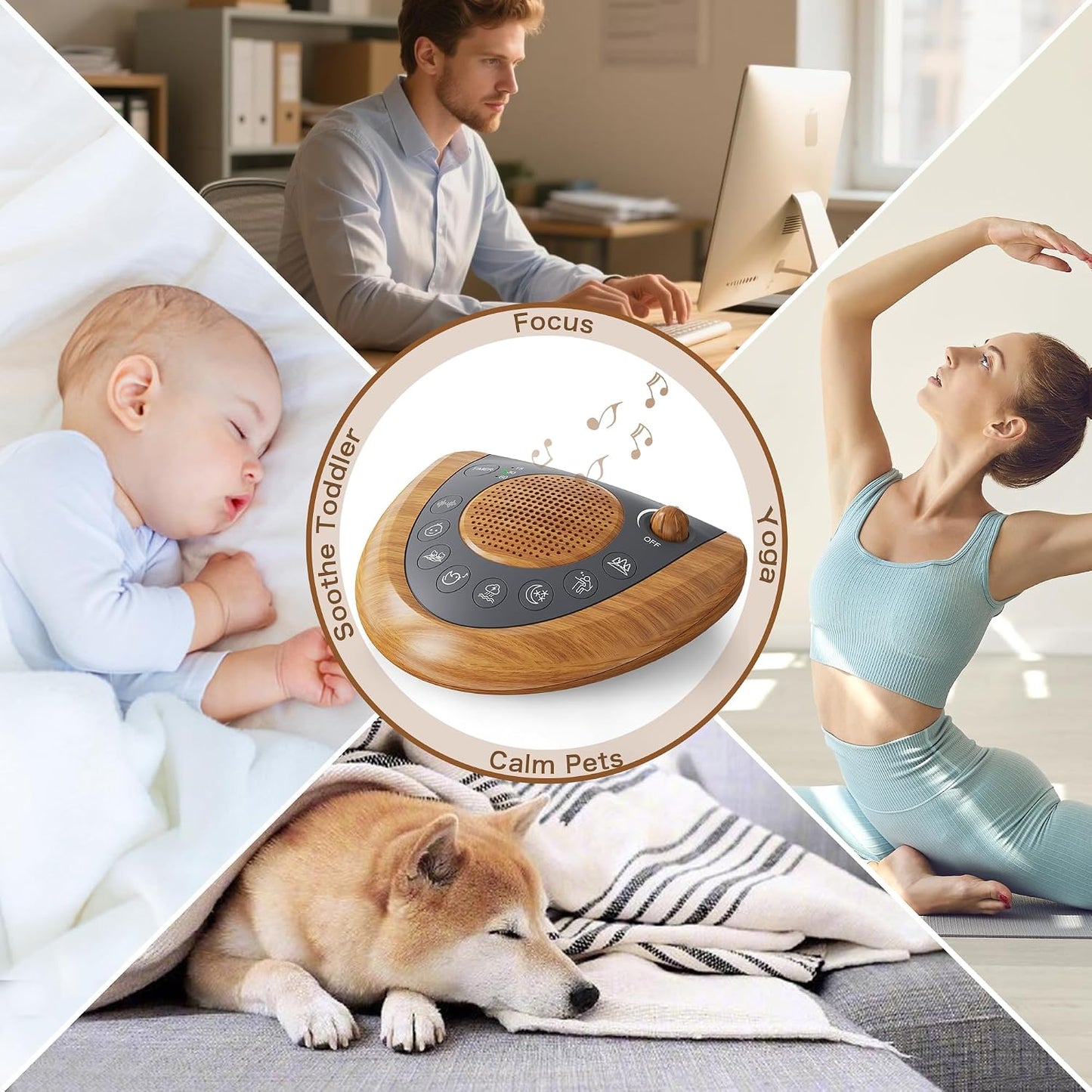 Raynic White Noise Machine, Battery Powered Sound Machine, Portable Sleep Machine with 24 Natural Soothing Sounds, Timer, USB Port, Headphone Jack for Baby, Kids, Adults, Travel, Office, Home (Silver)