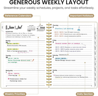 Planner 2026-2027, 8.5" x 11" Weekly and Monthly Academic Year Planner Calendar, July 2026 - June 2027, Hardcover Large School Planning Agenda With Tabs, Perfect for School & Office Supplies, A4, Green