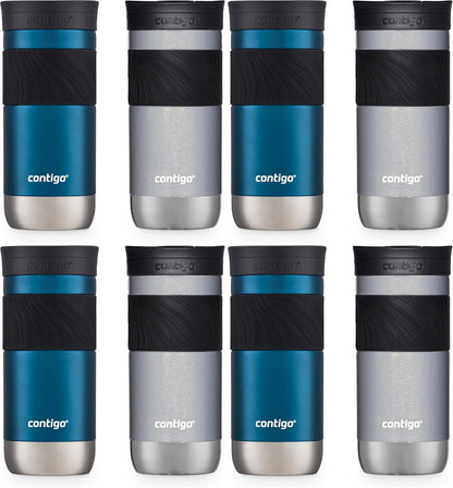 Contigo SNAPSEAL Insulated Stainless Steel Travel Mug with Grip 20oz. Blue Corn Transparent Satin & Midnight Berry