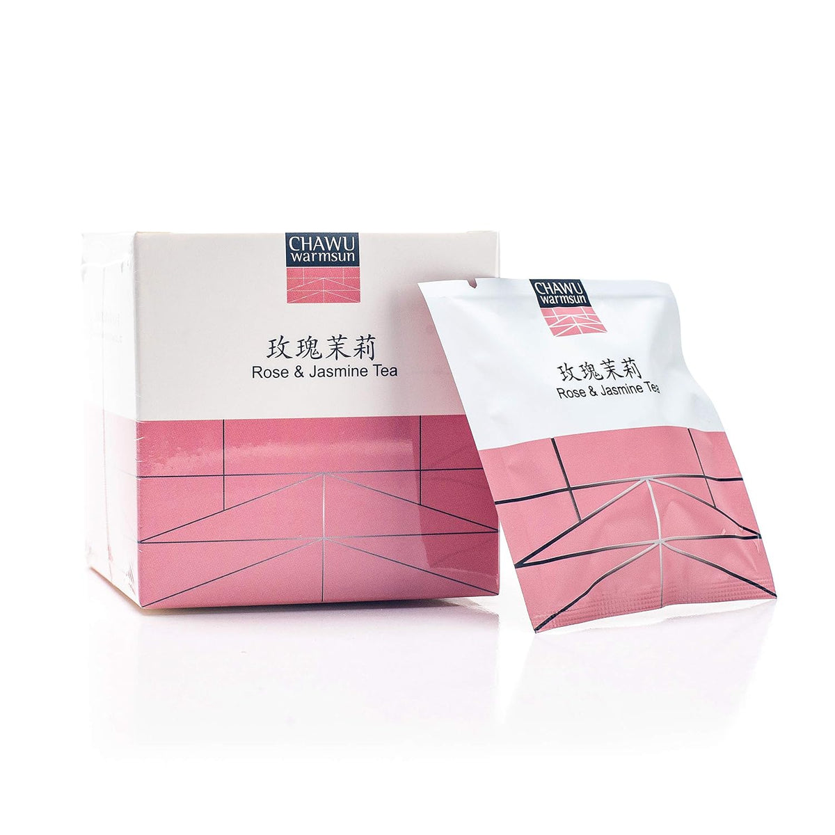 ChaWuWarmSun Rose and Jasmine Green Tea Bags, 16 Count, 8 Bags/Box Pack of 2