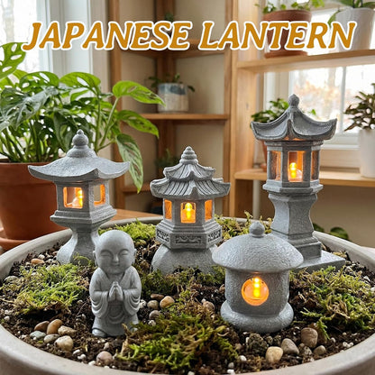 Exasinine Mini Pagoda Garden Statue, Japanese Style Pagoda Lantern Figurines Japanese Garden Decor for Zen Garden, Aquarium Landscape, Micro Yard & Meditation Space Decoration