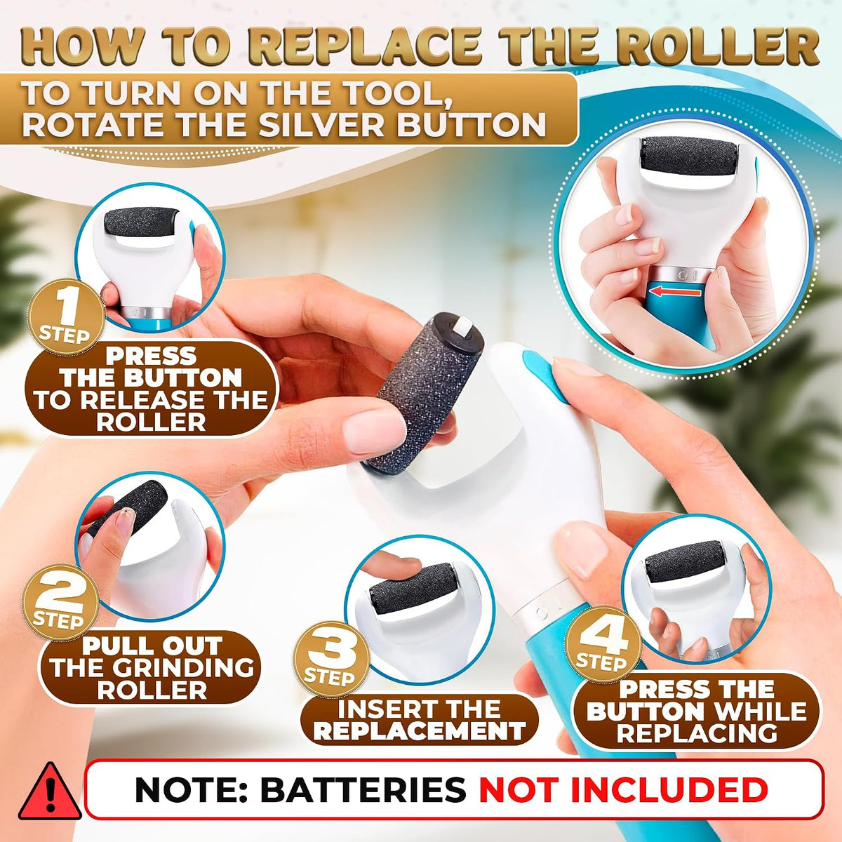 Battery Operated Foot Callus Remover for Dead Skin, Exfoliating Tool