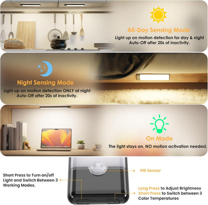 5-Pack Motion Sensor Under Cabinet Light, 3CCT, 7.9 inch