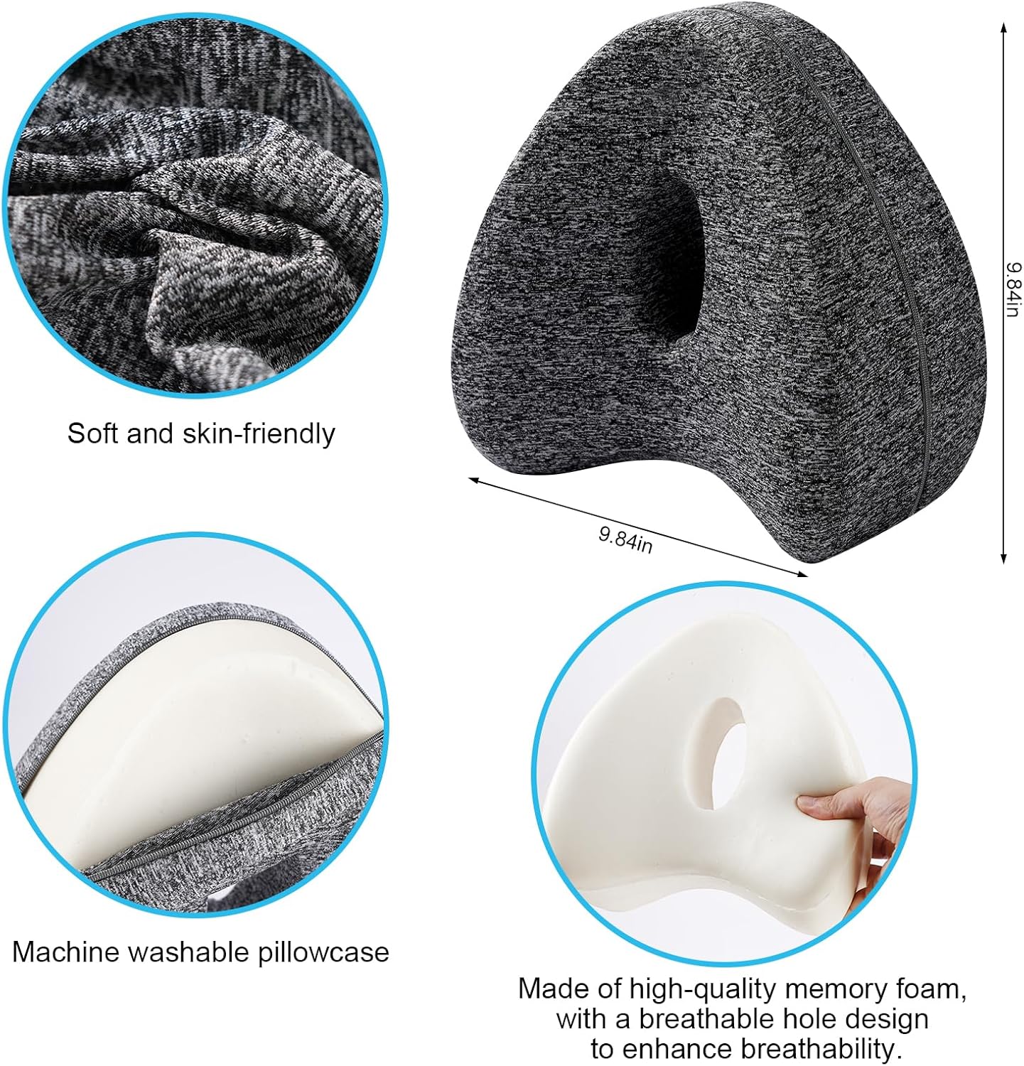 Vertdens Leg Pillow, Knee Pillow for Side Sleepers, Leg Pillows for Sleeping, Knee Cushion for Sleeping,Suitable for Relieving Leg, Back, Knee Pain