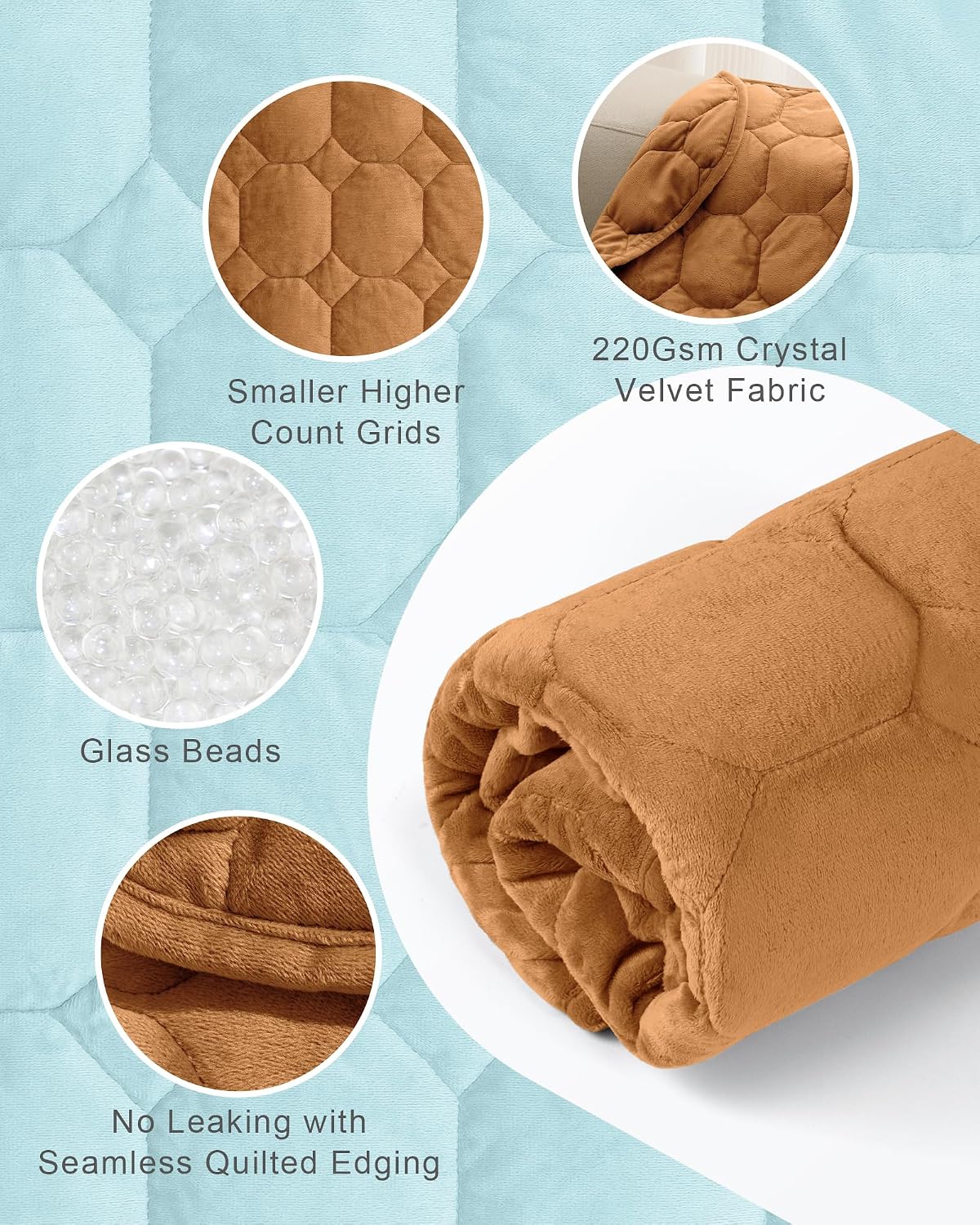 Cottonblue Weighted Lap Blanket 7lbs, Cozy Luxury Crystal Velvet Weighted Blanket for Adults, Small Weighted Blanket for Relaxation, Sleeping, Travel, Grey, 29" x 24"
