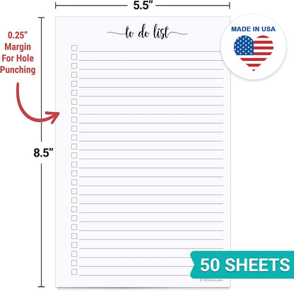 321Done To Do List Notepad, 5.5x8.5 Inches, 50 Sheets, College Ruled