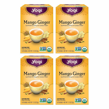 Yogi Mango Ginger Organic Tea, 16 Tea Bags (4 Pack)