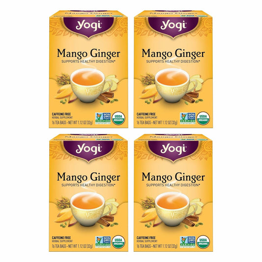 Yogi Mango Ginger Organic Tea, 16 Tea Bags (4 Pack)