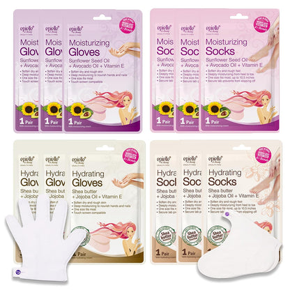 Epielle Hydrating Foot Mask 6 Pairs, Relieve and Soften with Shea Butter & Jojoba Oil, Deep Moisturizing Socks for Dry, Cracked Feet, Self Care Gifts for Women, Spa Kit