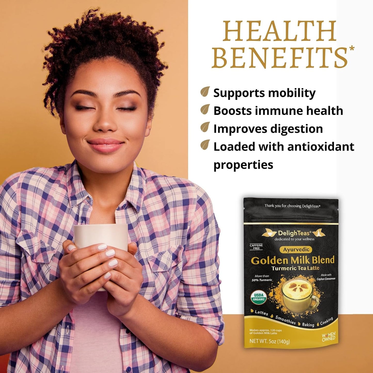 DelighTeas Organic Masala Chai Powder | Caffeine free, Unsweetened, Vegan, Keto | Ayurvedic Digestive Support blend for Chai Spice Tea | 100 Servings, 4oz