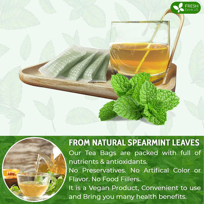Spearmint Tea Bags, 100% Natural & Pure Spearmint Leaves. Loose Leaf Spearmint Herbal Tea. Spearmint Leaf Tea. No Sugar, No Caffeine, No Gluten, Vegan.