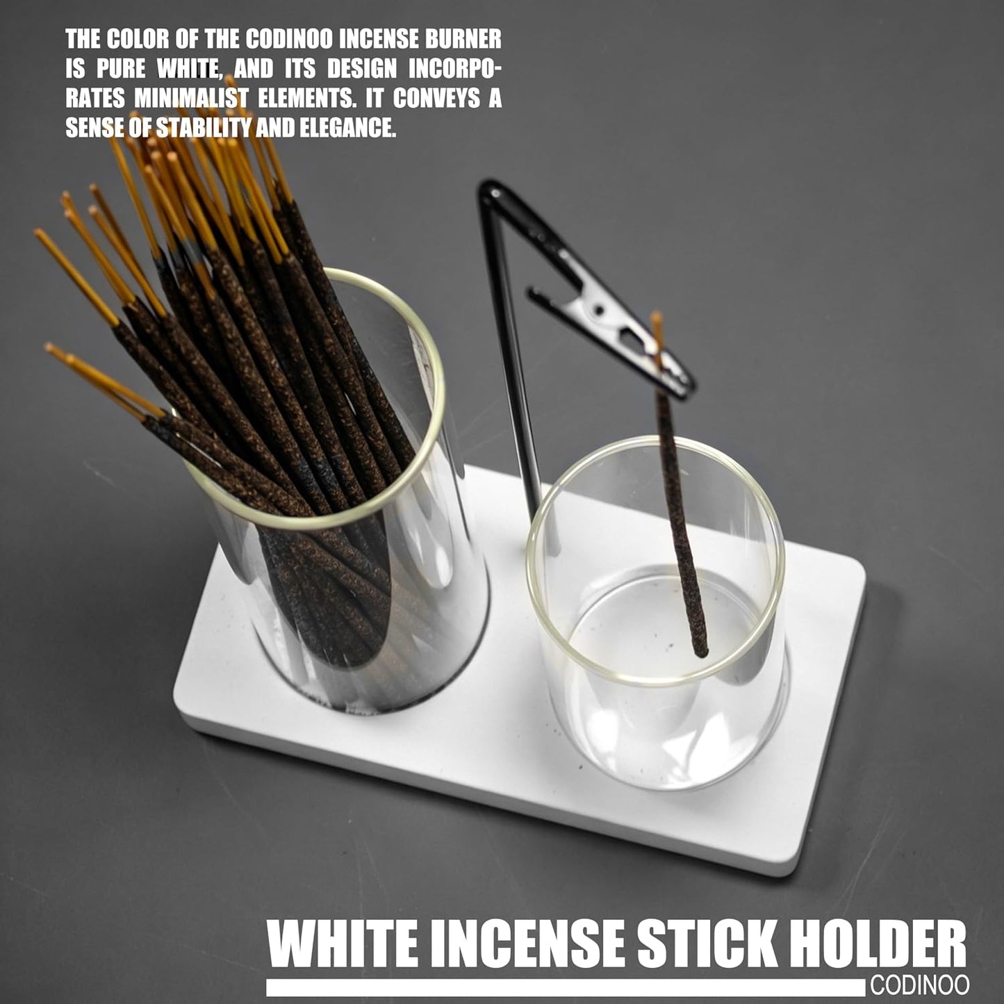 2 in 1 Incense Burner Holder for Sticks,Glass Incense Holder with Storage,Upside Down Incense Holder for Sticks with Glass Ash Catcher for Meditation Yoga Spa Room Home Decor[Full Black]