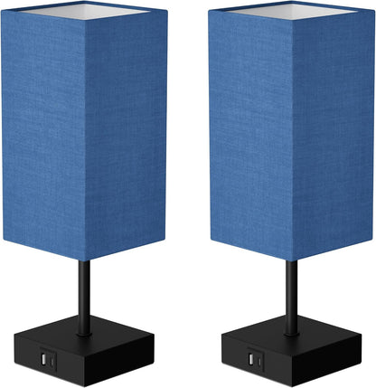 Table Lamp for Bedroom, 3 Way Dimmable Touch Bedside Lamp, Small Lamp with 2 USB C+A Charging Ports, Black Nightstand Lamps for End Table, Living Room, Desk, Bulb Included