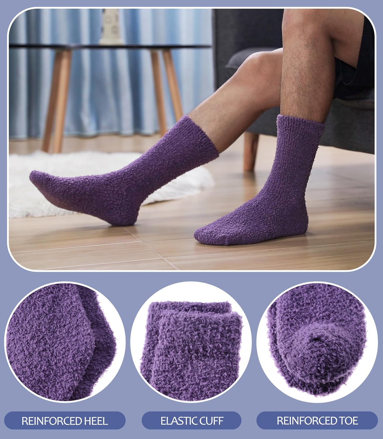 MQELONG Fuzzy Socks for Men & Women Cozy Fluffy Winter Warm Slipper Socks Microfiber Soft Home Sleeping Socks