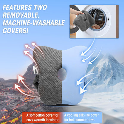 Knee Pillow for Side Sleepers & Sciatica Pain Relief, Memory Foam Leg Pillow for Side Sleeping with Detachable and Adjustable Strap, Two Covers, Blue& Grey, Gifts for Men and Women, One Pillow Only