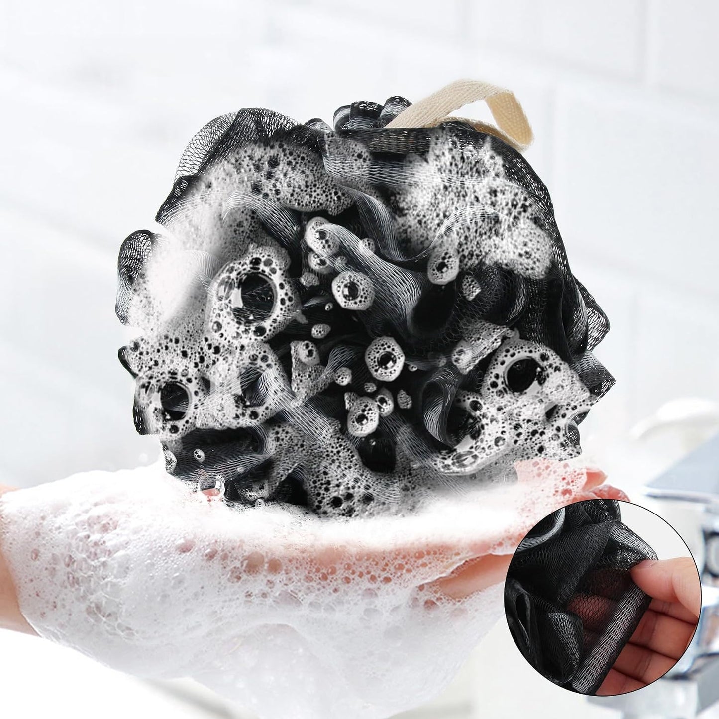 Chuya Bath Sponges Loofahs 70 Grams Large Size,4 Pack Shower Sponge Exfoliating Cleaning Bath Loofa Body Scrubber Balls for Women Men Children Washing