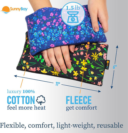 SunnyBay Small Microwave Heating Pad, Microwavable Versatile Cold/Heated Neck and Shoulder Wrap for Back Pain and More, Moist Heat Cotton-Fleece Pad, 6x11 Inches, Hot Pink and Red Flower, Pack of 2