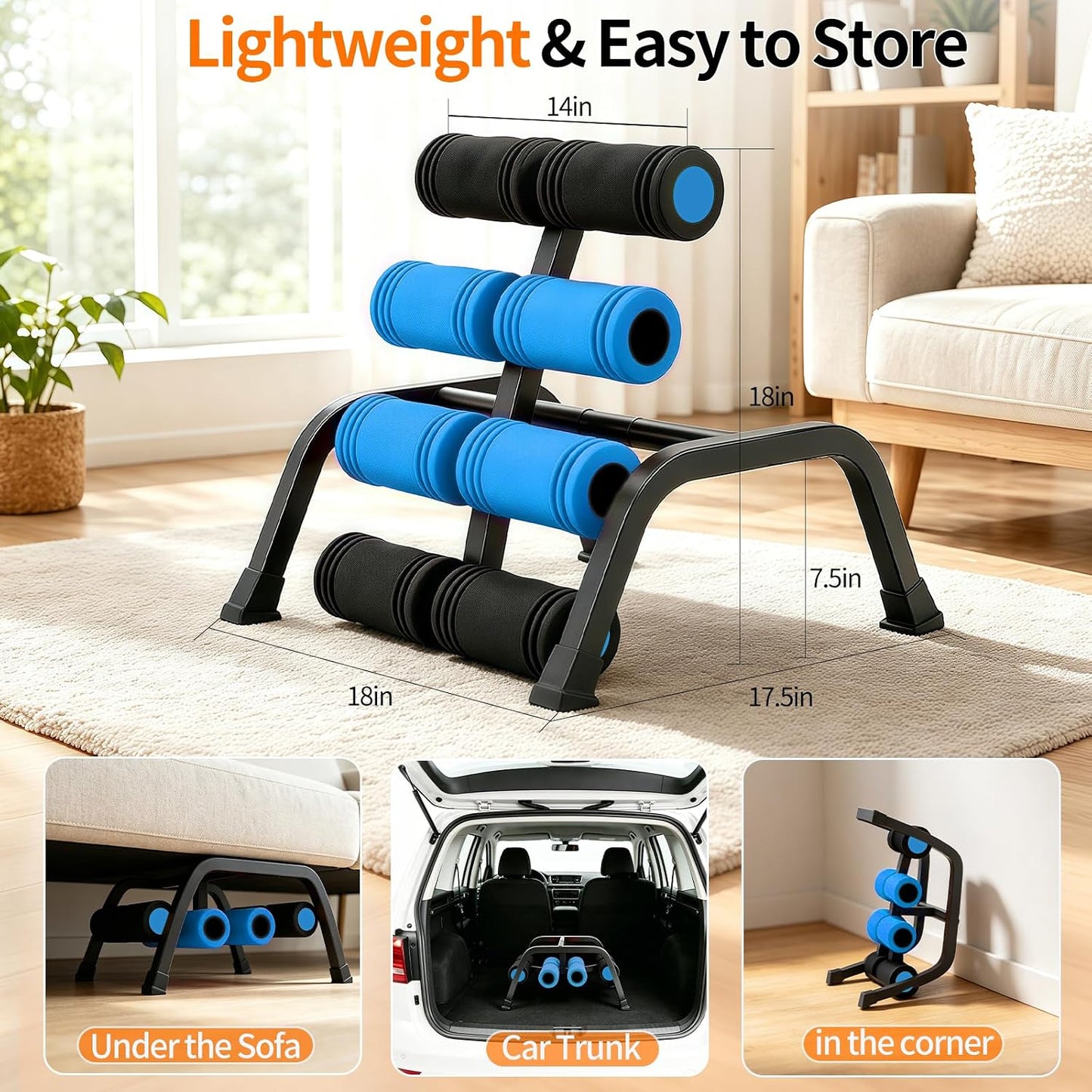 Mini Inversion Table with Rollers, Spinal Decompression Table Rollers | Back Extension Machine for Back Pain Relief, Easy to Assemble & 297 Weight Capacity, Home Gym Equipment