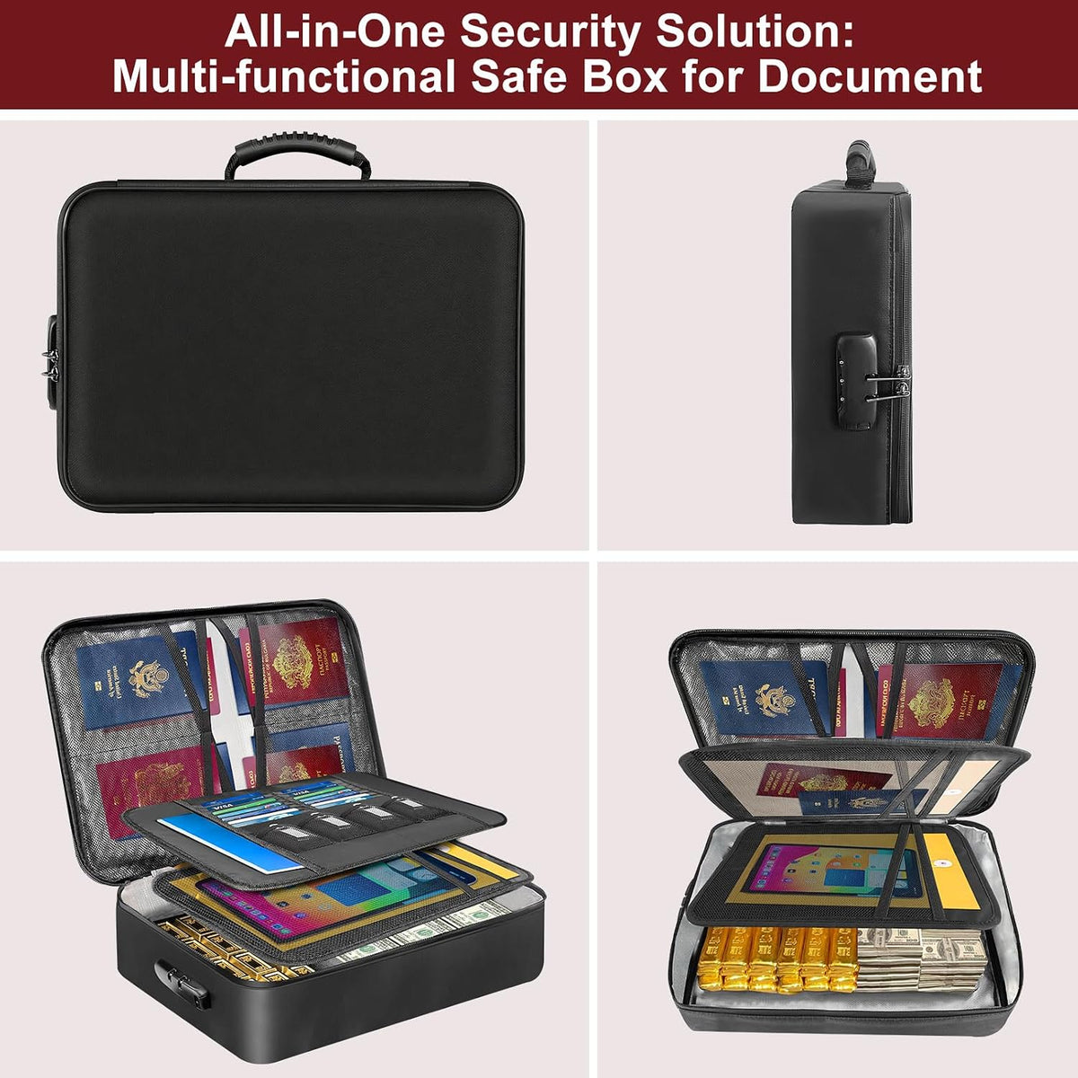 Fireproof Document Organizer Box with Lock for Important Documents