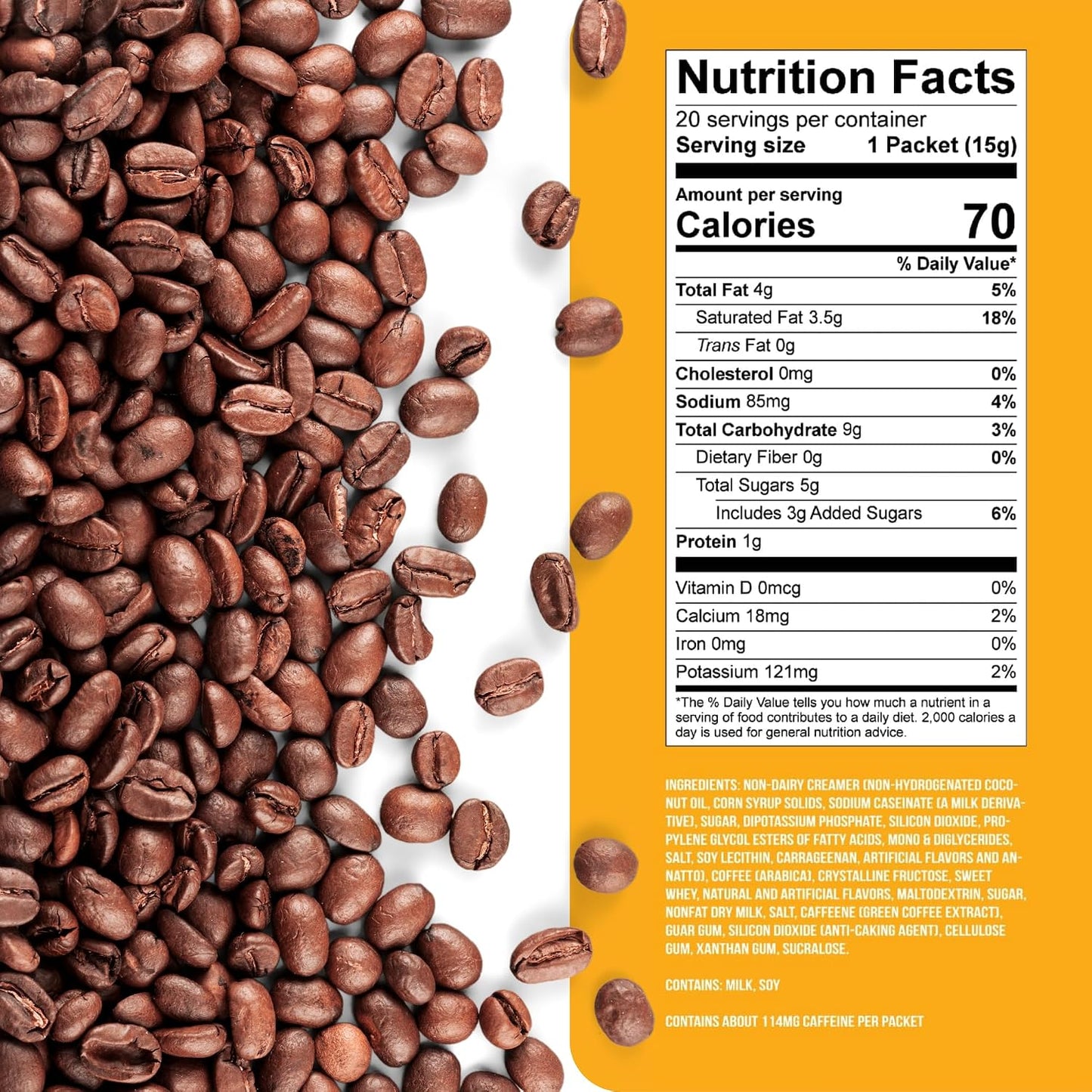The Frozen Bean Vanilla Bean Frappe & Latte Instant Mix (10 Sticks), Made with Arabica Coffee, Double Shot Caffeine, Low Sugar & Premium Ingredients, Hot, Iced, or Blended Drinks