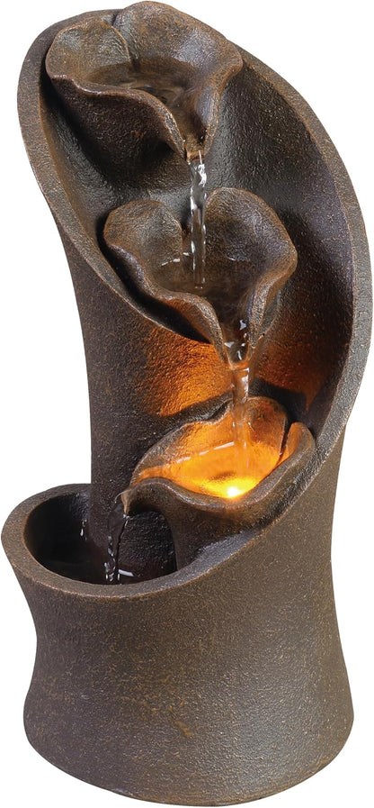 Kalona Tabletop Waterfall Fountain Rockery Fountains Soothing Sound Tabletop Fountains Home/Office Decor with a Small Plastic Pot to Grow The Plant by Yourself(Automatic Watering)(22020)