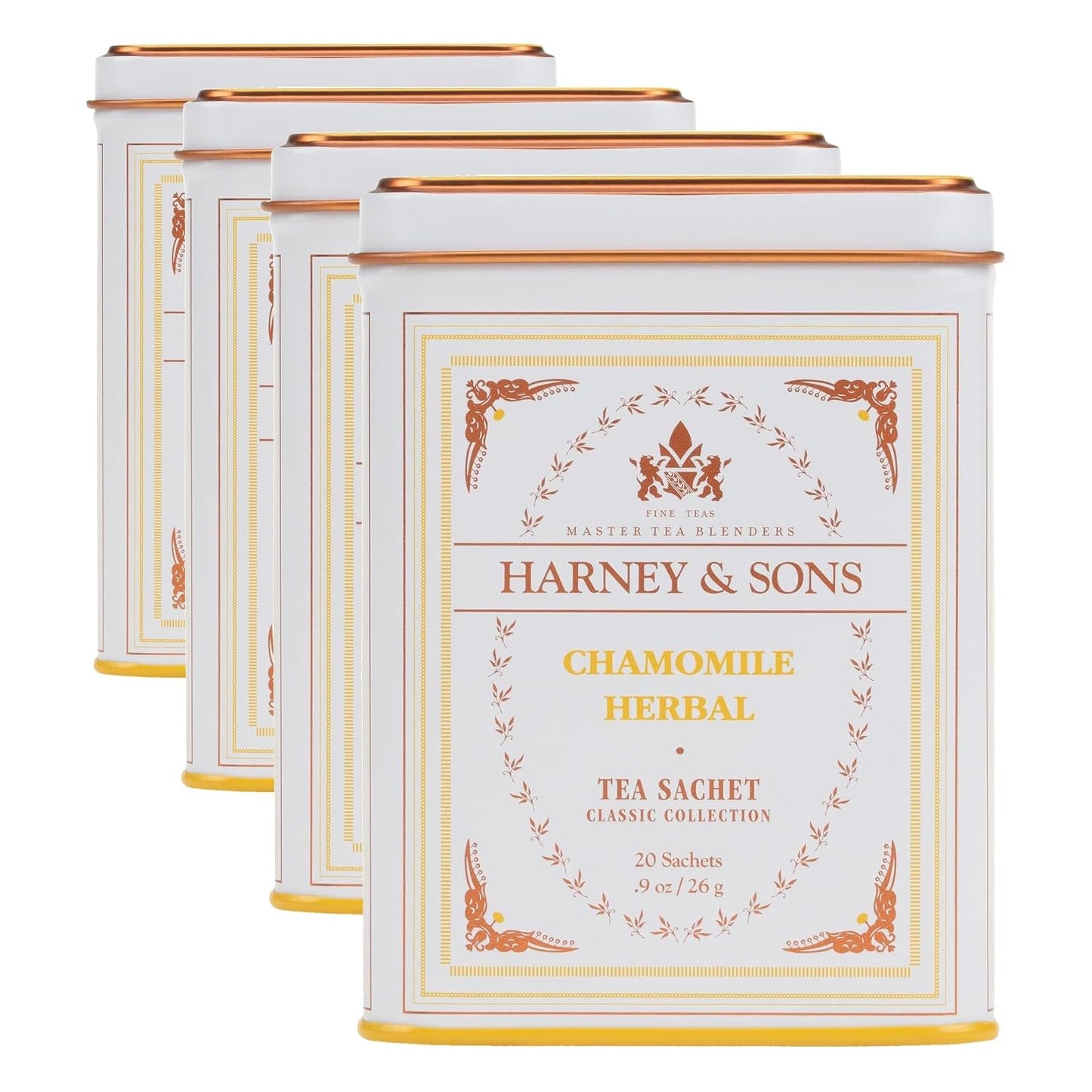 Harney & Sons Chamomile Herbal Tea, 20 Sachets in Tin | Egyptian chamomile flower herbal tea. Naturally caffeine free.