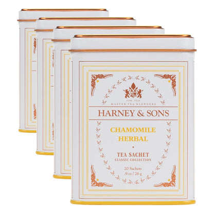 Harney & Sons Chamomile Herbal Tea, 20 Sachets in Tin | Egyptian chamomile flower herbal tea. Naturally caffeine free.