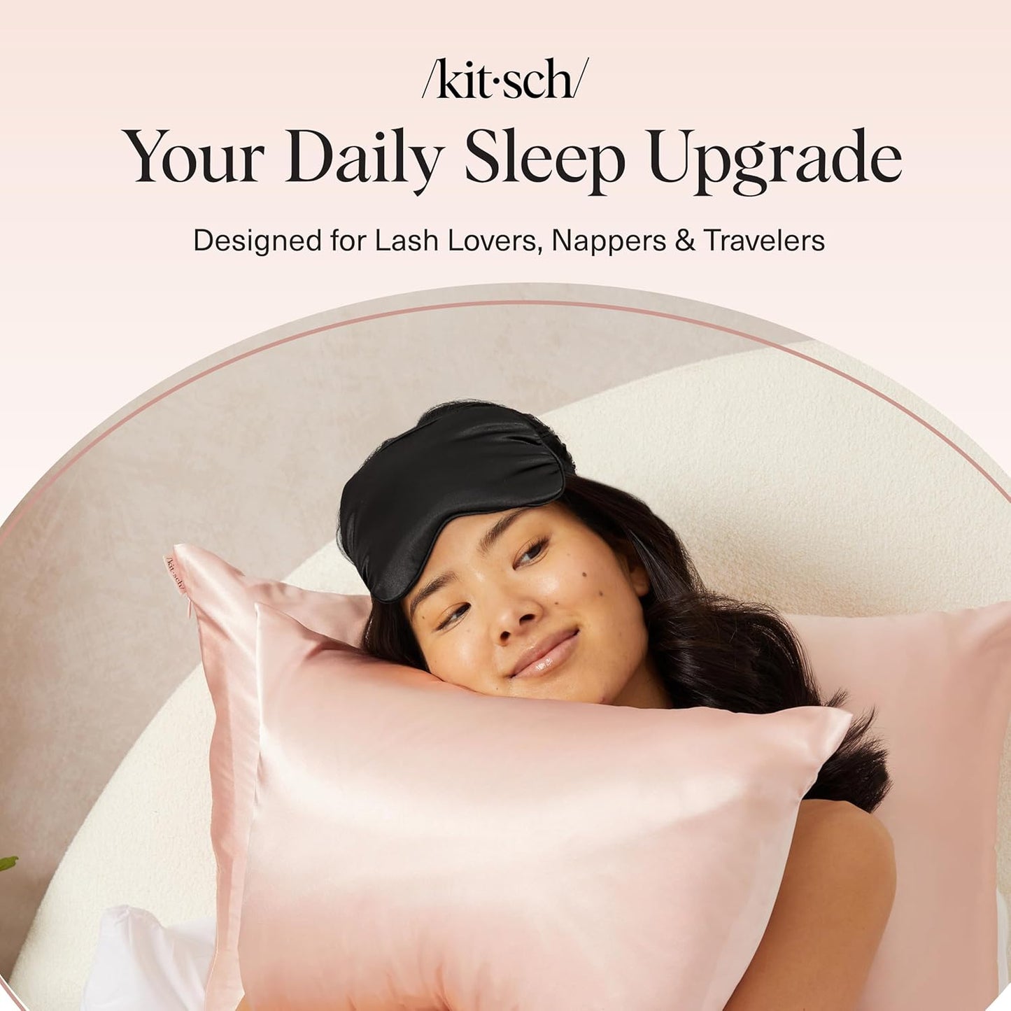 Kitsch Contour Pillow Eye Mask – Softer Than Silk Eye Masks for Sleep, Blindfold Sleep Masks for Women & Men, No Eye Pressure, Lightweight, Eye Care, Travel Essentials - Charcoal