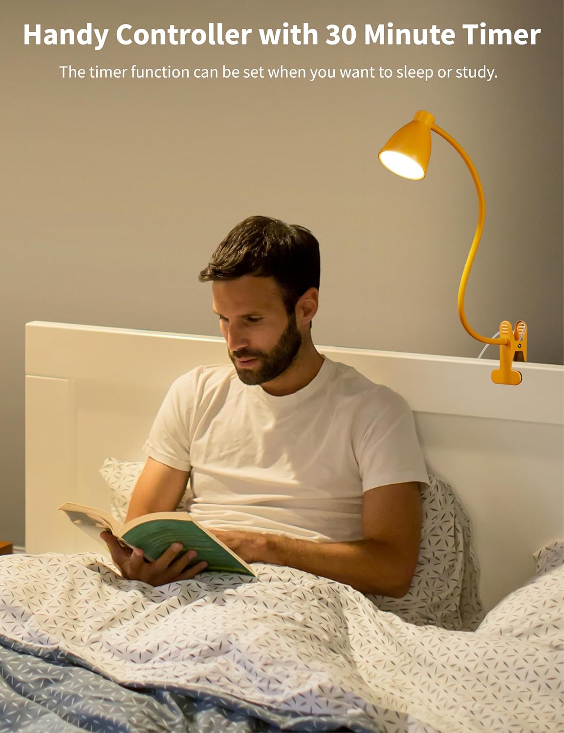 BOHON Desk Lamp with Clamp, Clip on Light, 5 Color 10 Brightness, Teal