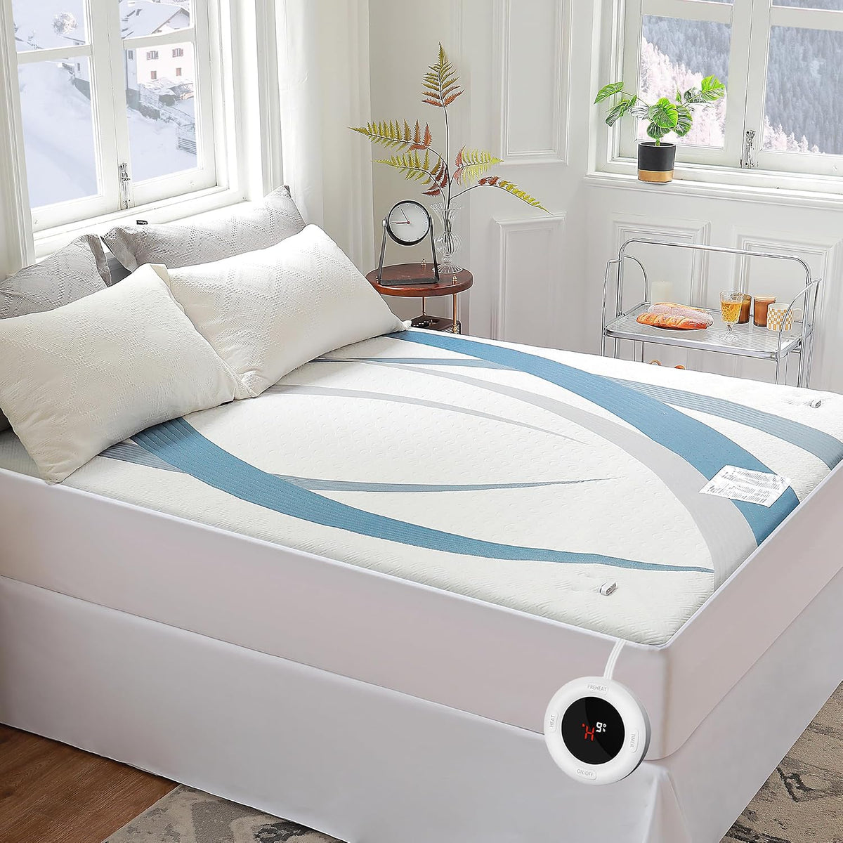 GOTCOZY Heated Mattress Pad Mini Twin Size-Heated Pad for Bed Warmer(White)
