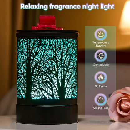 Enaroma Fragrance Wax Melts Warmer with 7 Colors LED Changing Light Classic Black Forest Design Scent Oil Candle Warmer for Home Black Forest