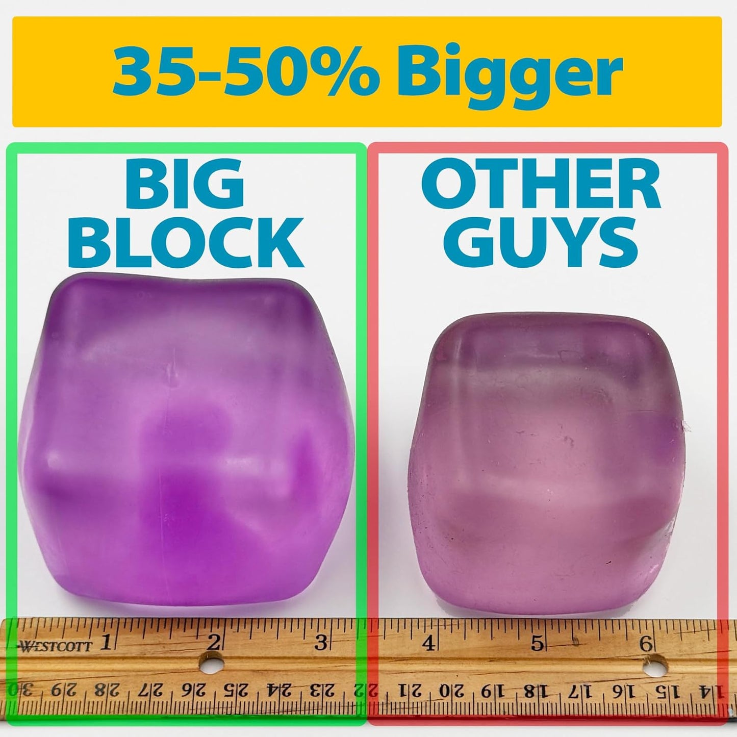 Premium Original Big Block Squeez'M Cube – 35% Larger Than The Standard Squishy Cube, Sensory Fidget Toy for Kids & Adults, Stress Relief, Focus & Play – Durable, Gift-Ready – ASTM Certified 3+