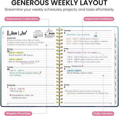 Taja Planner 2026-2027, Jul 2026-Jun 2027 Monthly & Weekly Calendar Book - Colors B