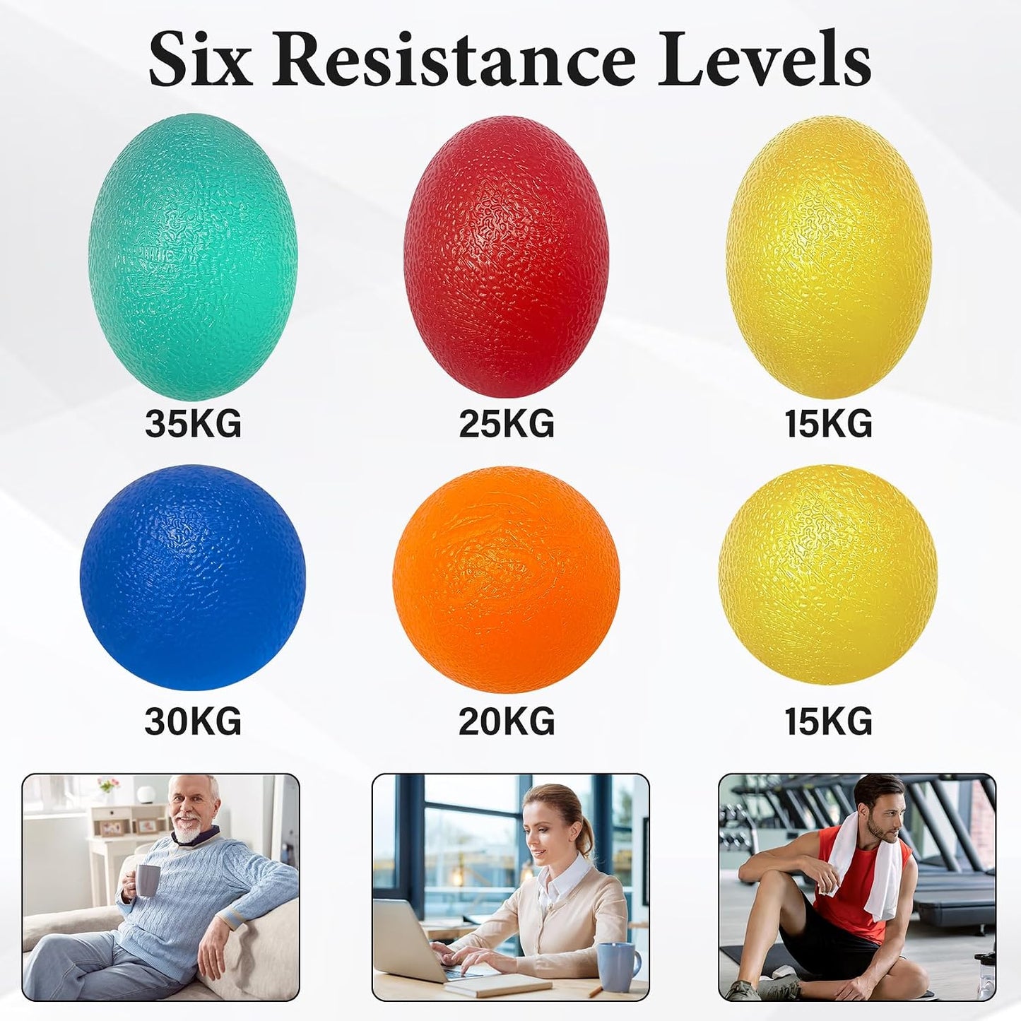 Stress Balls for Adult, Resistance Levels Hand Exercisers for Strength, Hand Strengthening Devices,Squeeze Balls for Hand Therapy,Exercise Squeeze Squishy Wrist Ball, Grip Strength Trainer