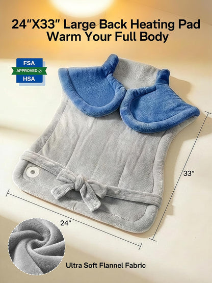 ALLJOY Heating Pad for Back Pain Relief, 24"x33" Weighted Heating Pad for Neck and Shoulders and Back, Father-s Day Gift-s for Dad, Neck Heating Pad Fast-Heating with 6 Settings, Auto Shut-Off