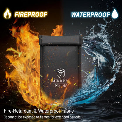 Faraday Bags for Phone Privacy & Security - Signal Blocking Pouch for GPS/WIFI/5G/RFID - Fireproof & Waterproof Anti-Drop Case for Travel & Data Protection Black
