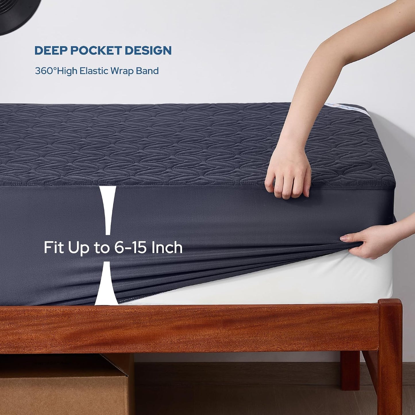 BEDLORE Waterproof Mattress Protector, King Size Mattress Pad with Deep Pocket 6"-18" Depth, Soft Noiseless Dirt-Proof Bed Mattress Cover Washable for Home, Bedroom, Hotel (Gray)