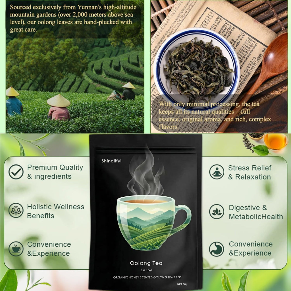 New Oolong Tea Whole Leaf Tea Bags,Help Cortisol Balancing Calming for Stress Relief, Digestion and Metabolism,High-Altitude Grown Loose Leaf Tea,Smooth, Aromatic,Vegan, Non-GMO,20 Bags(2)