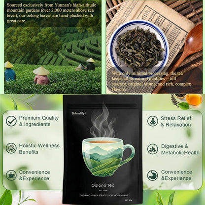 New Oolong Tea Whole Leaf Tea Bags,Help Cortisol Balancing Calming for Stress Relief, Digestion and Metabolism,High-Altitude Grown Loose Leaf Tea,Smooth, Aromatic,Vegan, Non-GMO,20 Bags(2)
