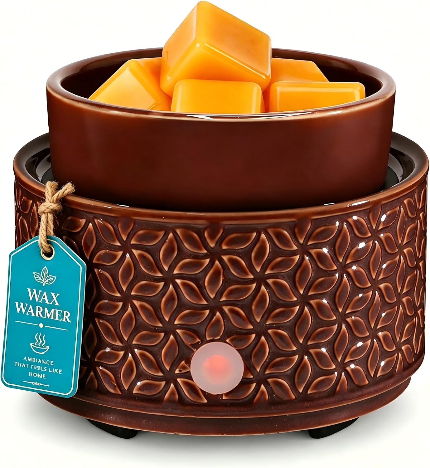 Ceramic Wax Melt Warmer, Fragrance Wax Warmer 4-in-1 Electric Candle Wax Melter and Wax Cubes for Home Office Bedroom Aromatherapy Essential Oil Burner is Birthday Gifts for Women Mom Girl(Dark Brown)