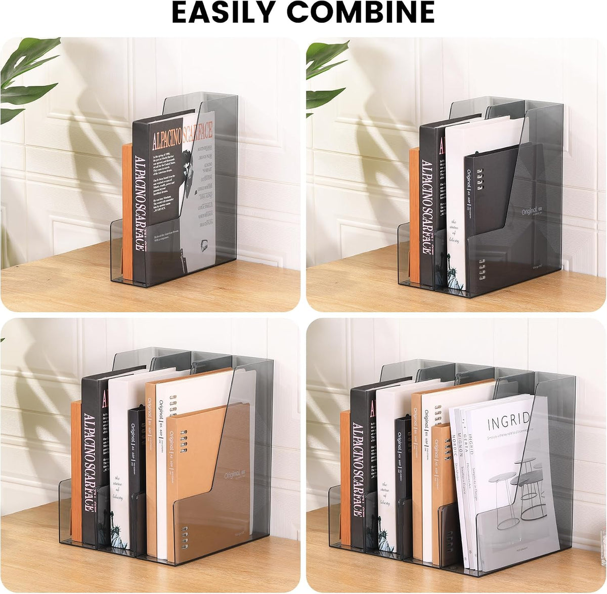 CiWiVOKi Vertical File Holder, PET Desk Organizer, Black