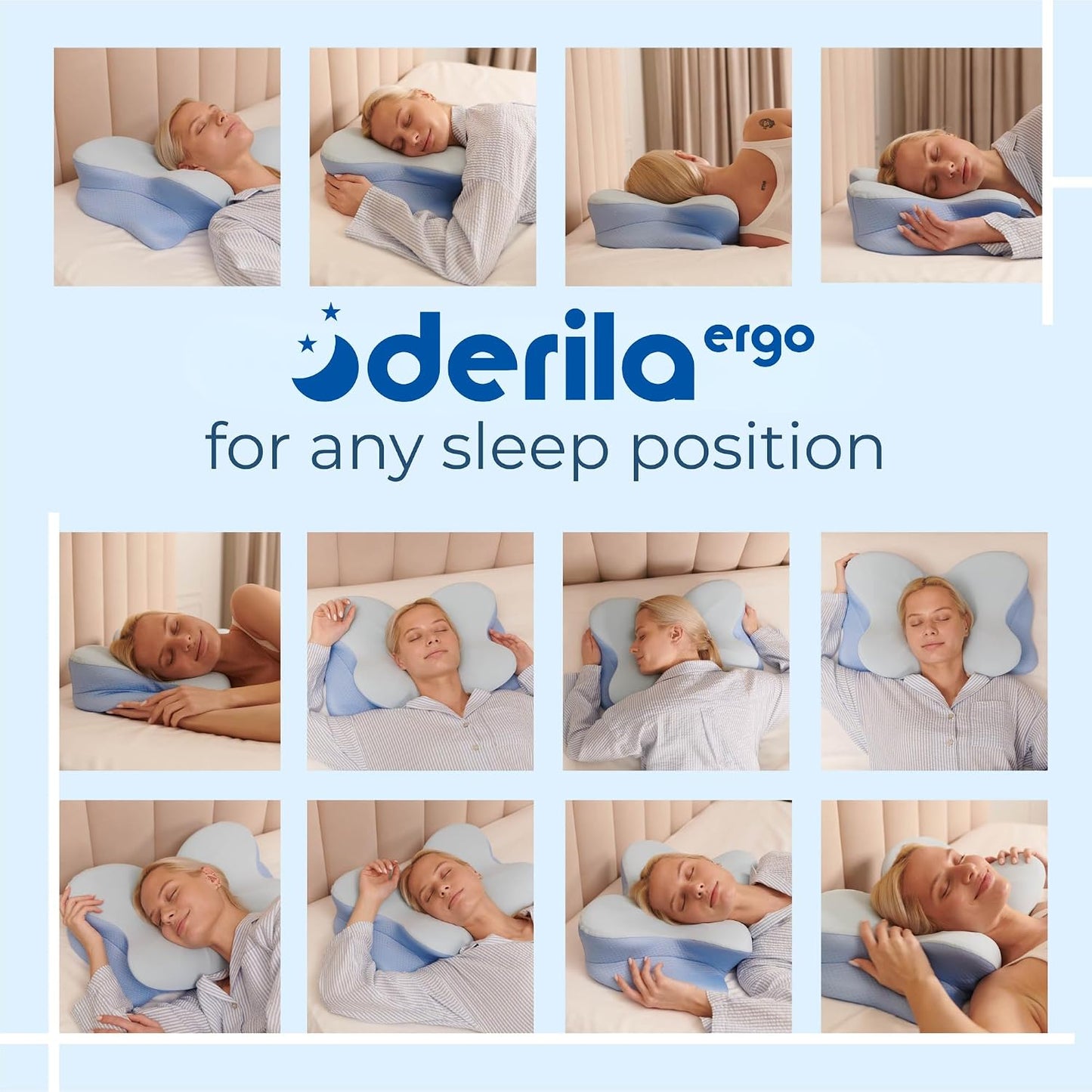 Derila Ergo Cervical Neck Pillow for Sleeping Pillow Contour Memory Foam Pillows for Back, Side Sleeper Pillows 21.25 x 14.17 x 4.72 inches