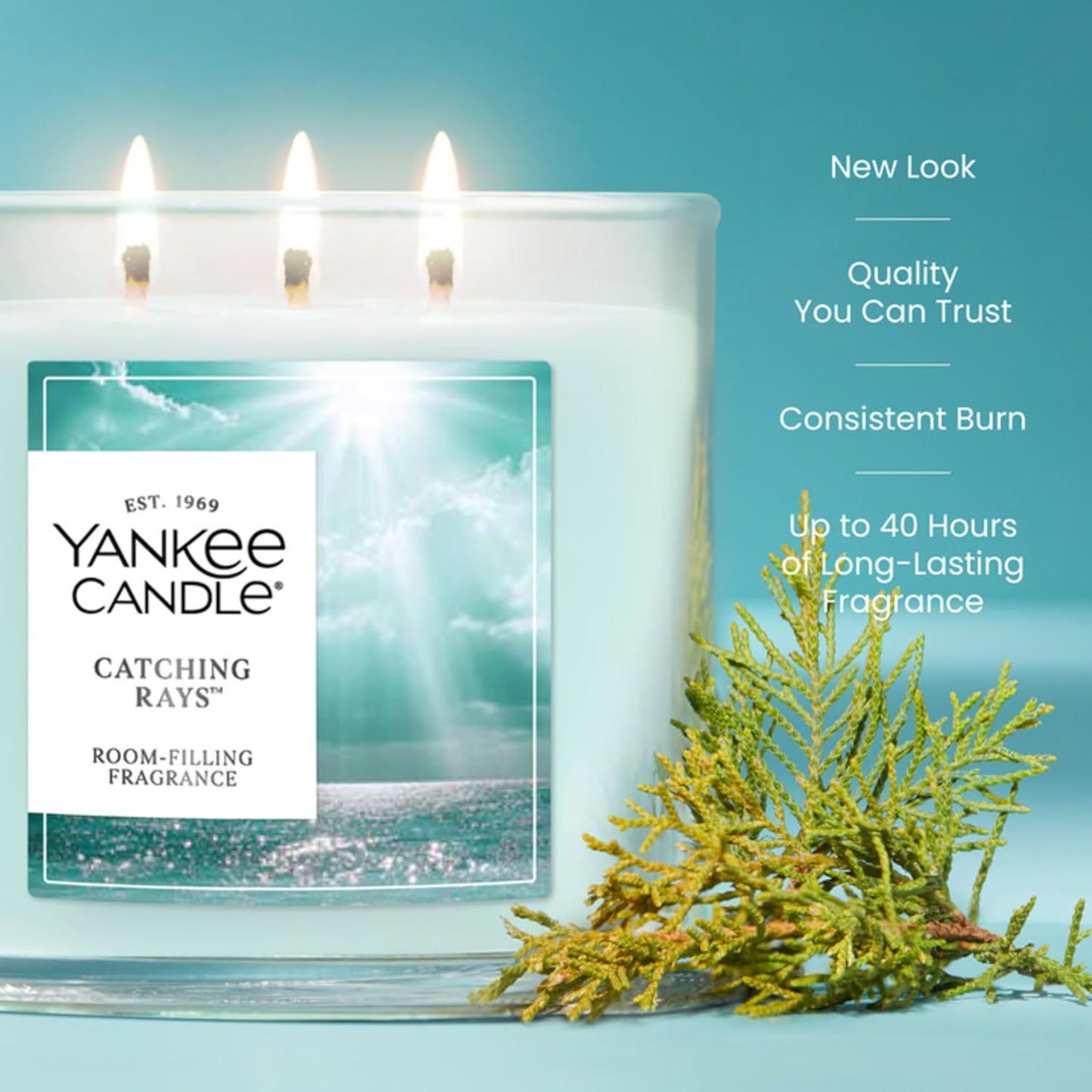 Yankee Candle Sage & Citrus, Scented Candle, 14.5oz 3-Wick Candle Jar with up to 40 Hours Burn Time, Giftable