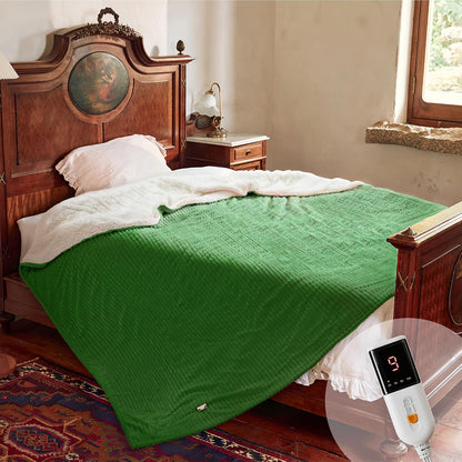 Texciting Heated Blanket Electric Blanket Throw 50''X60''-Heating Throw with 9 Heat Settings-2-10 Hours Auto Off,ETL Certified,Machine Washable (Green)