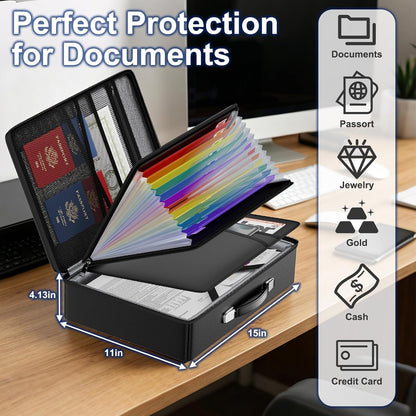 JHSafer Fireproof Document Bag with Lock for Letter/A4 Files, Soft