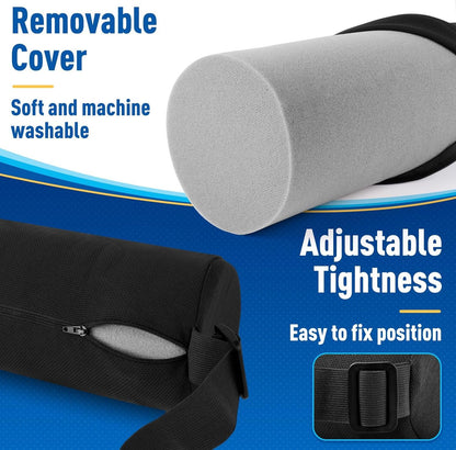 CushZone Lumbar Roll Support Pillow for Office Chair, Car, Gaming Chair, Memory Foam Back Cushion with Washable Cover for Relieving Back Pain & Improving Posture,Black