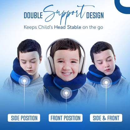 BCOZZY Travel Neck Pillow for Airplane– Patented Double Support for Head, Neck, and Chin. Best for Long Flights, Plane Sleeping, and Car Rides. Adjustable Size. Fully Washable. Carry Bag. Large, Black