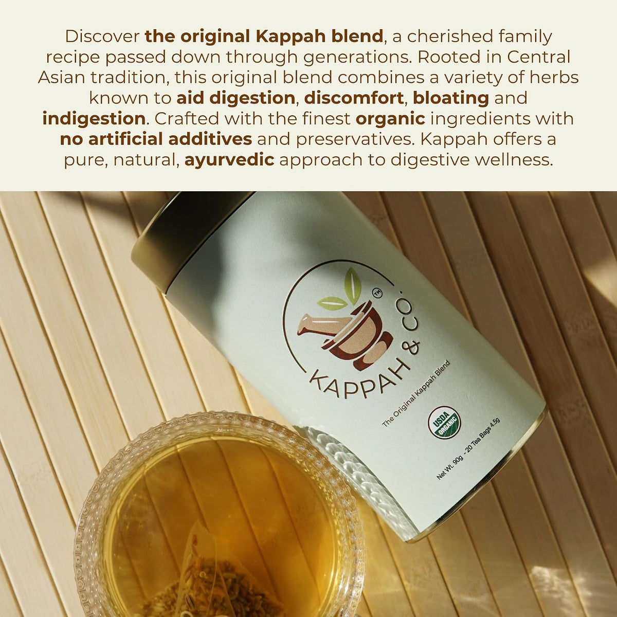 Kappah Organic Fennel Stomach Ease Tea Bags | Caffeine Free | Supports Digestive Wellness